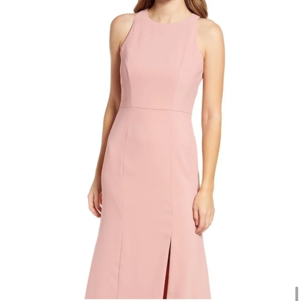 Dessy collection Open Back Gown in desert rose Size 14 New with tags Pink Maxi